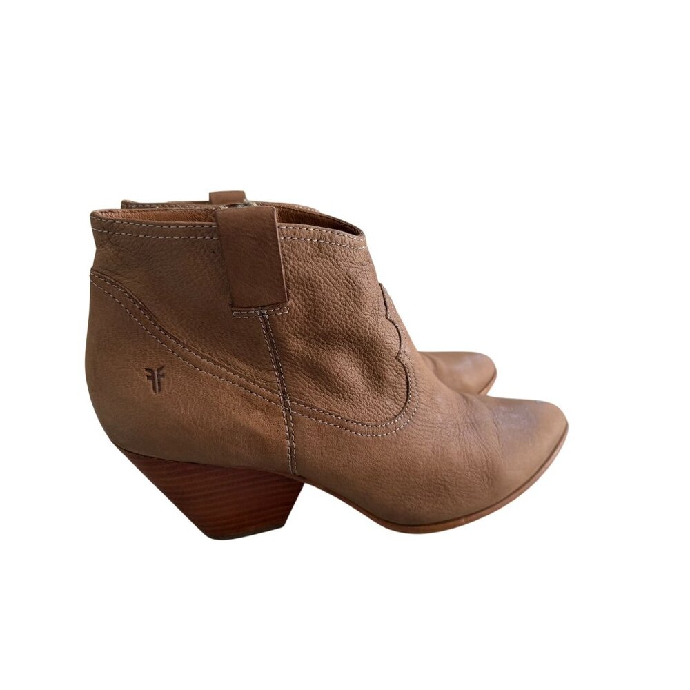 Frye Reina Ankle Boots Womens 10 Brown Excellent Leather Western Block Heel
